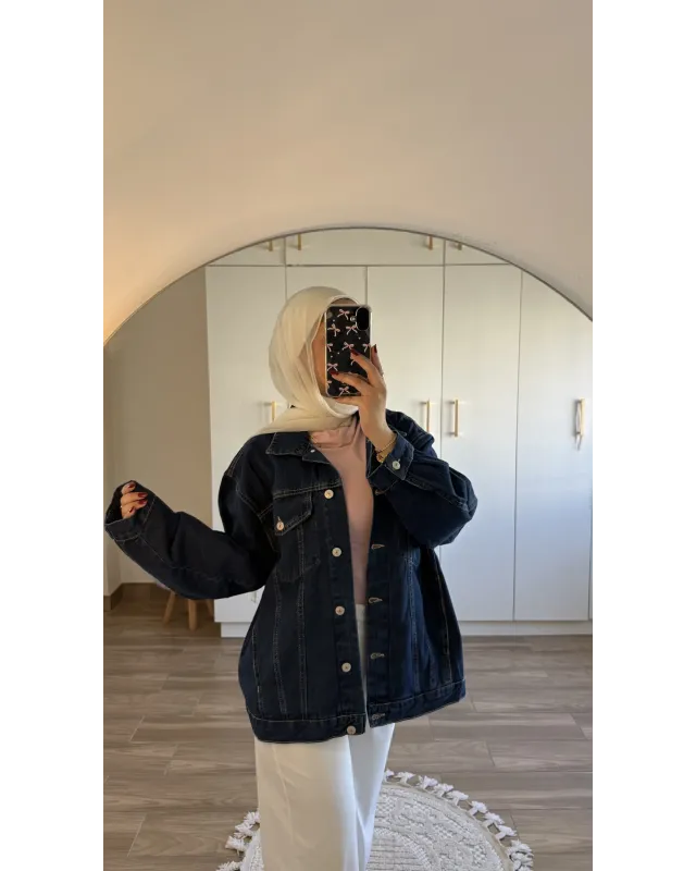 Dark Blue Oversized Denim Jacket