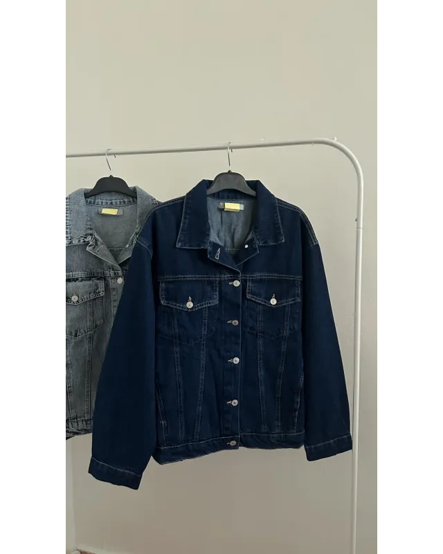 Dark Blue Oversized Denim Jacket