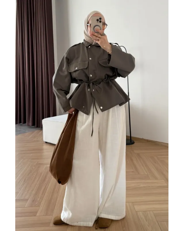Oversized Khaki Parka Jacket