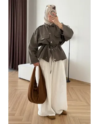 Oversized Khaki Parka Jacket
