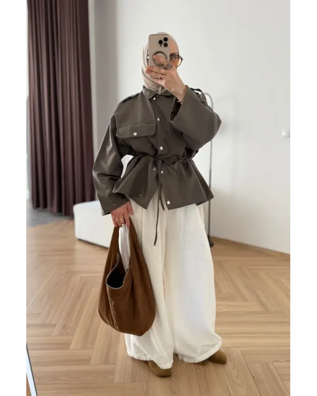 Oversized Khaki Parka Jacket