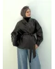 H&M Model Lined Leather Trench Coat – Dark Brown
