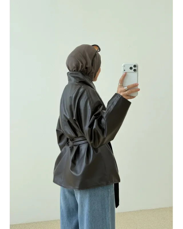 H&M Model Lined Leather Trench Coat – Dark Brown