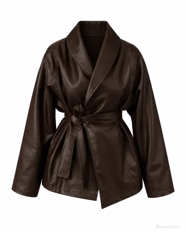 H&M Model Lined Leather Trench Coat – Dark Brown