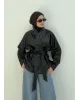 H&M Model Lined Leather Trench Coat – Black