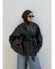 H&M Model Lined Leather Trench Coat – Black