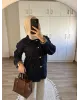 Dark Blue Chinese-Inspired Denim Jacket