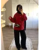 Red Chinese-Inspired Denim Jacket