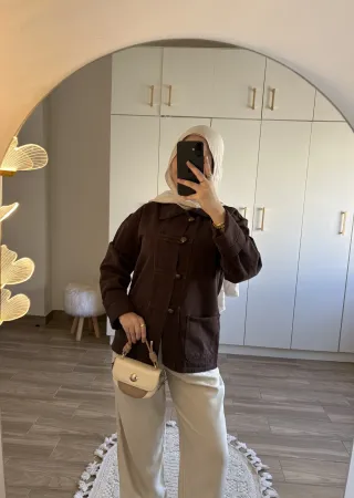 Brown Chinese-Inspired Denim Jacket