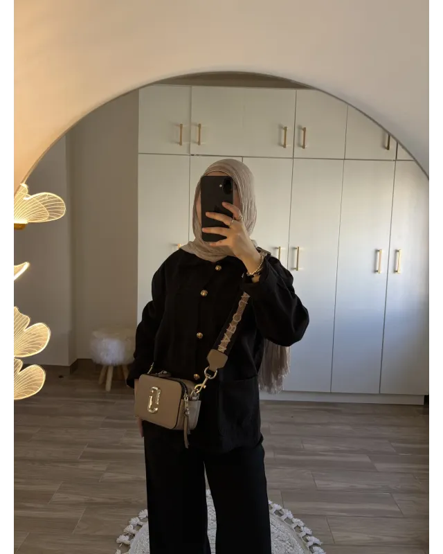 Black Chinese-Inspired Denim Jacket