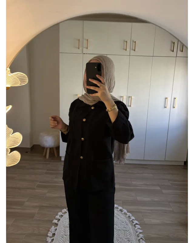 Black Chinese-Inspired Denim Jacket