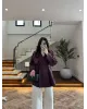 Plum Belted Mid-Length Trench Coat
