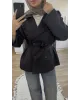 Black Belted Mid-Length Trench Coat