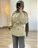 Beige Belted Mid-Length Trench Coat