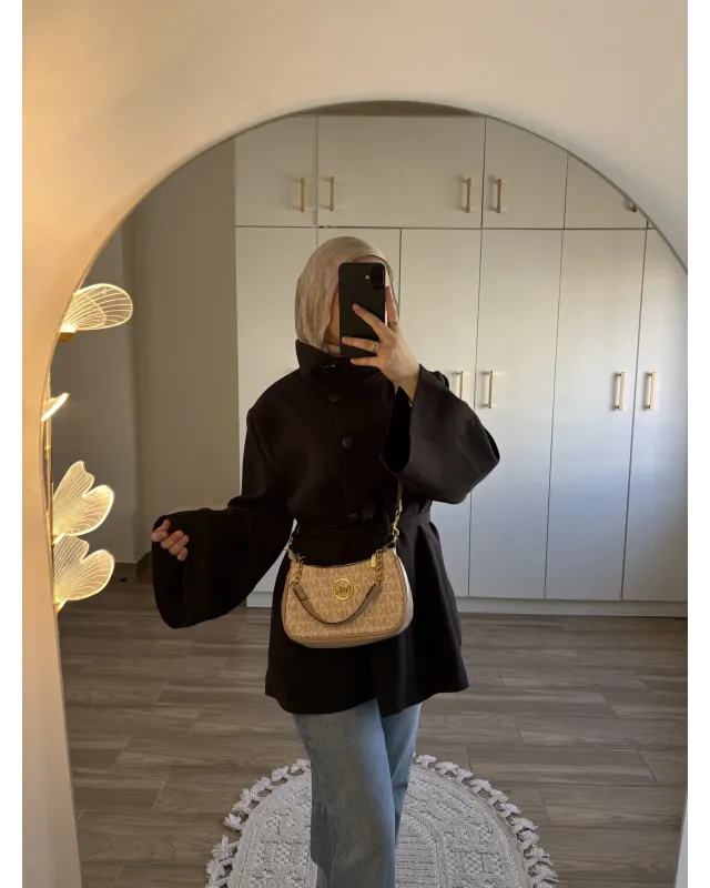 Dark Brown Long Belted Coat