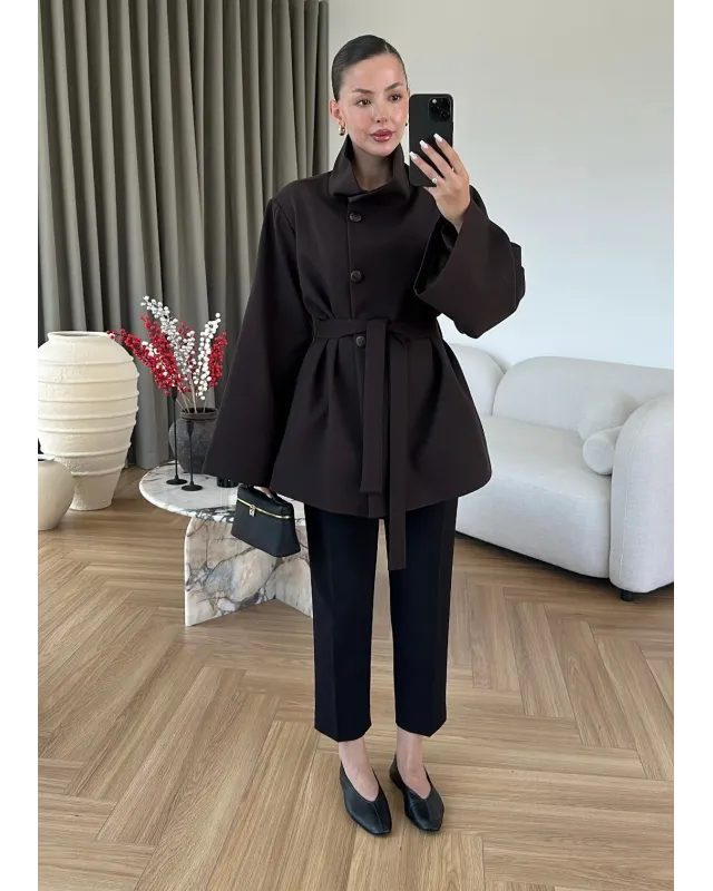 Dark Brown Long Belted Coat