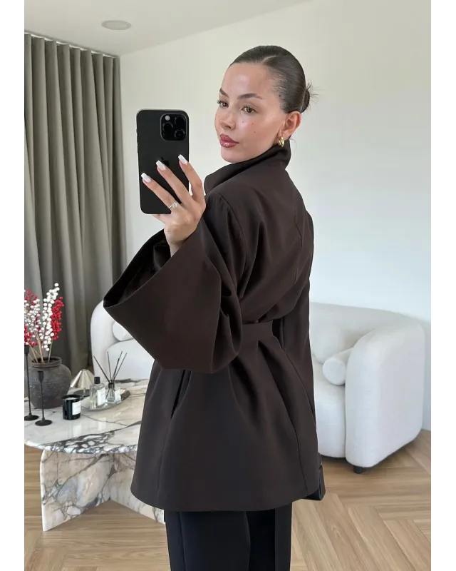 Dark Brown Long Belted Coat