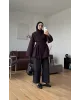 Dark Plum Long Belted Coat