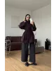 Dark Plum Long Belted Coat