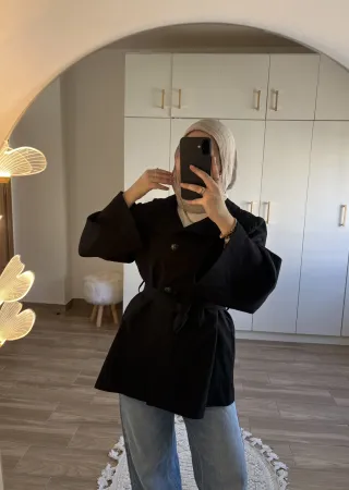Black Long Belted Coat