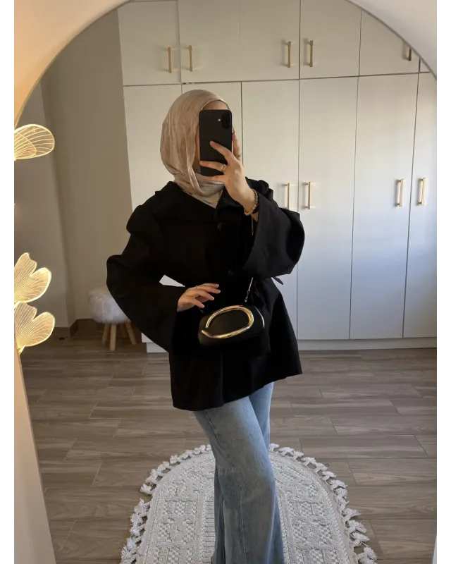 Black Long Belted Coat