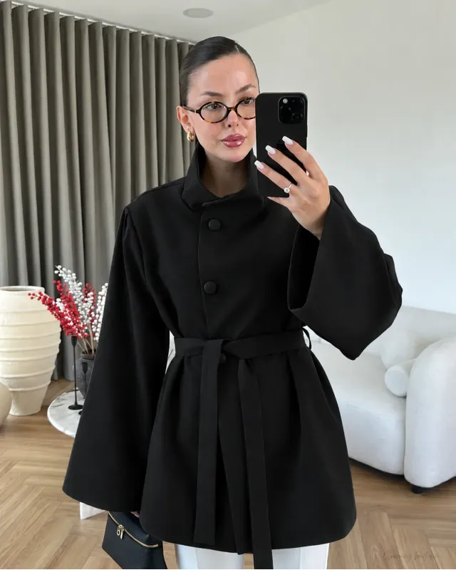 Black Long Belted Coat