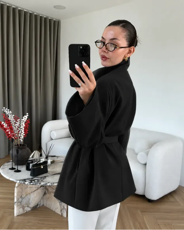 Black Long Belted Coat