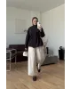 Brown High-Neck Drawstring Jacket