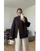 Brown High-Neck Drawstring Jacket