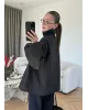 Black Hooded High-Neck Long Raincoat