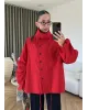 Red Hooded High-Neck Long Raincoat