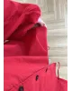 Red Hooded High-Neck Long Raincoat