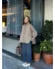 Mink Beige Belted Oversized Jacket