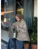 Mink Beige Belted Oversized Jacket
