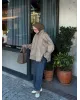 Mink Beige Belted Oversized Jacket