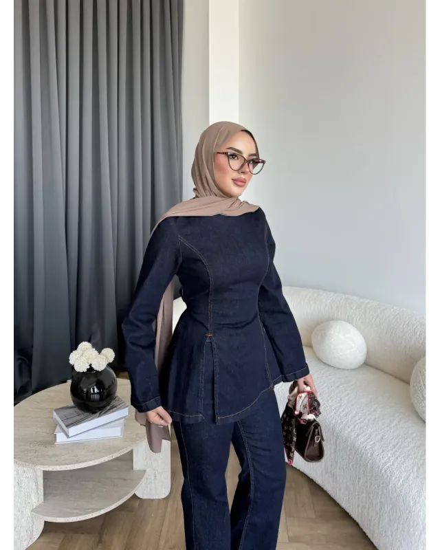 Navy Blue Denim Set