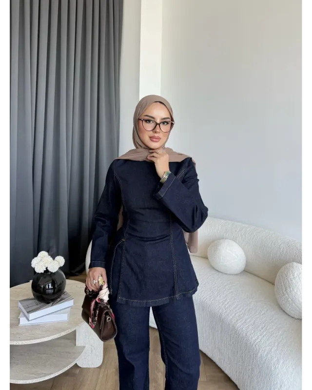 Navy Blue Denim Set