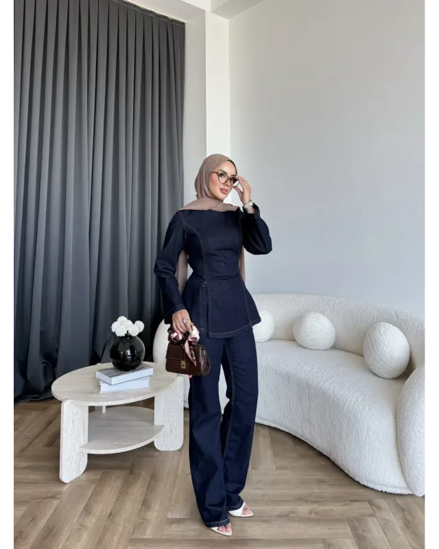 Navy Blue Denim Set