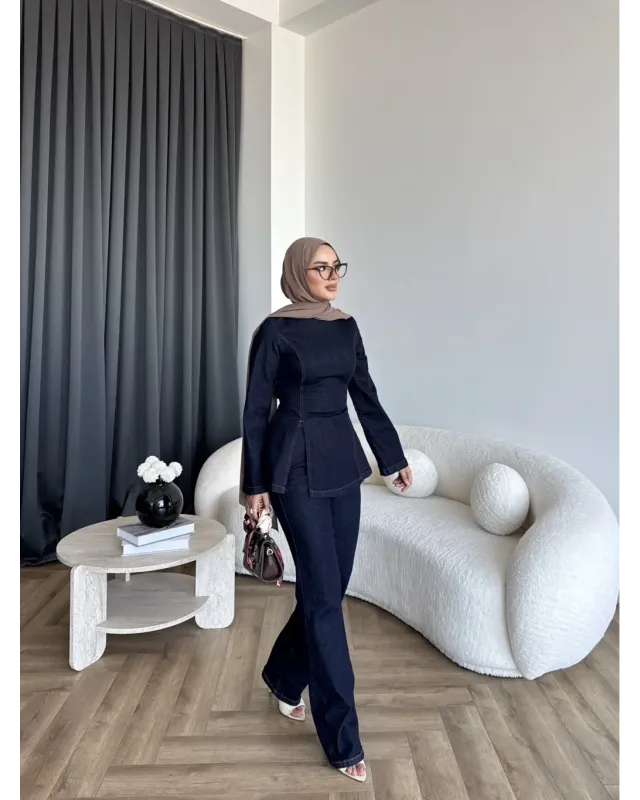 Navy Blue Denim Set