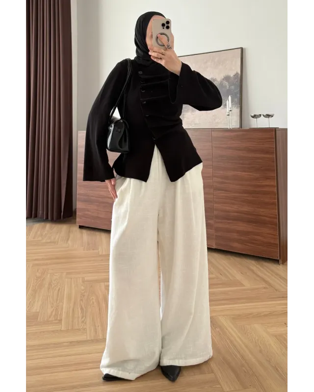 Black Waist-Fit Cardigan