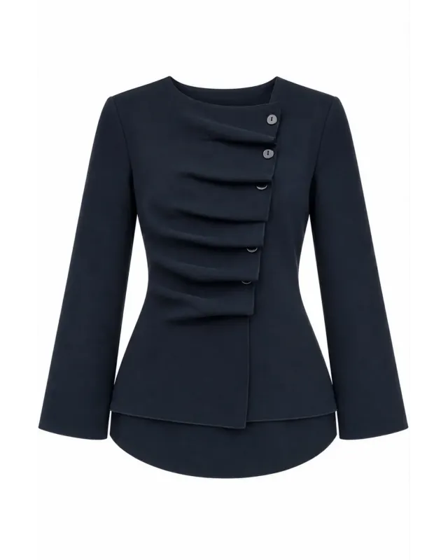 Navy blue Waist-Fit Cardigan