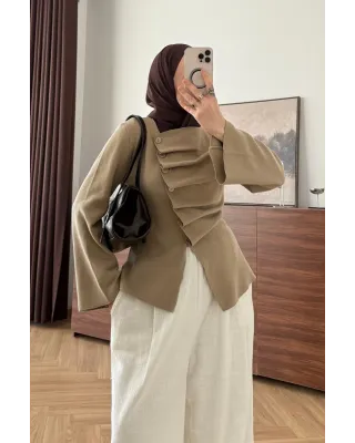 Beige Waist-Fit Cardigan