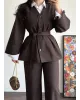 Chocolate Belted Suit Set