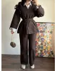 Chocolate Belted Suit Set