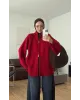 Double-Zip Knit Cardigan –Red