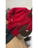 Double-Zip Knit Cardigan –Red