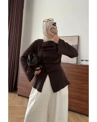 Brown Waist-Fit Cardigan