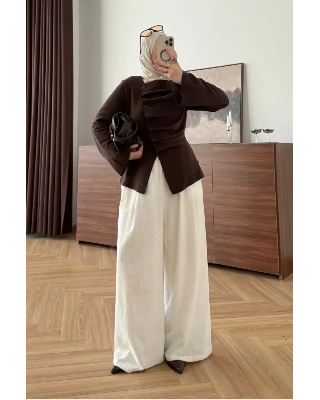Brown Waist-Fit Cardigan