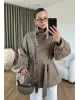 Belted High-Neck Mocha Jacket