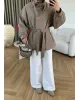 Belted High-Neck Mocha Jacket